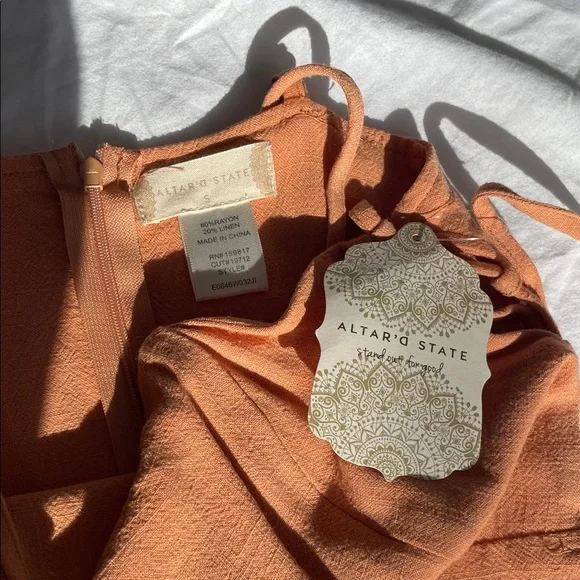 Altar'd State Peach Tie-Side Mini Dress - Picture 2 of 4